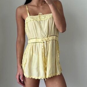 Urban Outfitters Yellow Lace Trim Romper